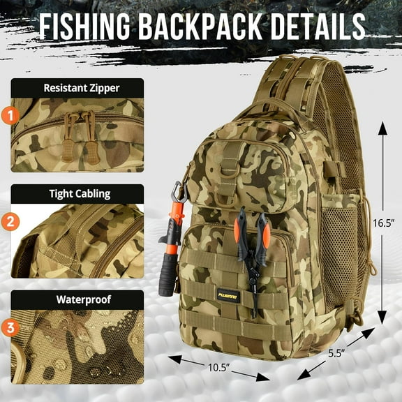 Waterproof Fishing Backpack with Tackle Boxes, Rod Holder,  Outdoor Gear for Men