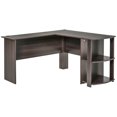 thumbnail image 1 of HOMCOM L-Shaped Desk, Computer Corner Desk, PC Table with 2 Storage Shelves, Home Office Workstation, Brown, 1 of 9