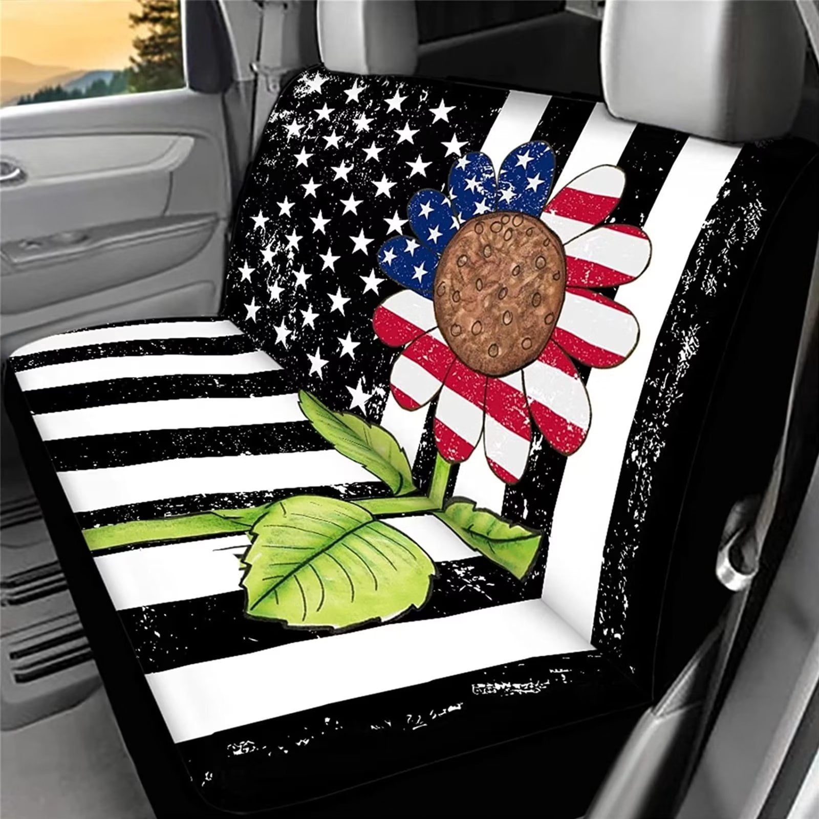 Binienty American Flag Bench Seat Cover for Trucks Sunflower Car