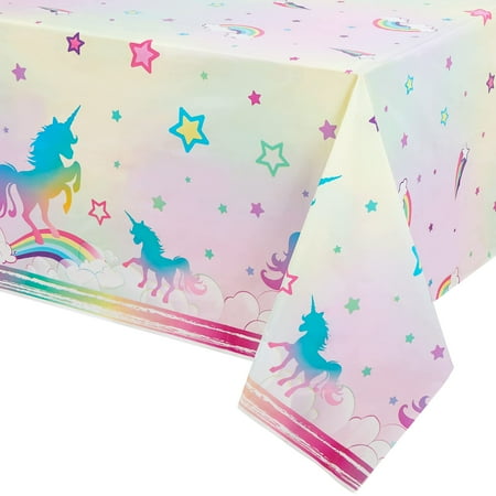 

Unicorn Party Tablecloth - 2 Pack Rainbow Unicorn Party Decorations 108 x 54 Disposable Table Cover Plastic Table Cloths for Girls Birthday Baby Shower Unicorn Themed Party Supplies