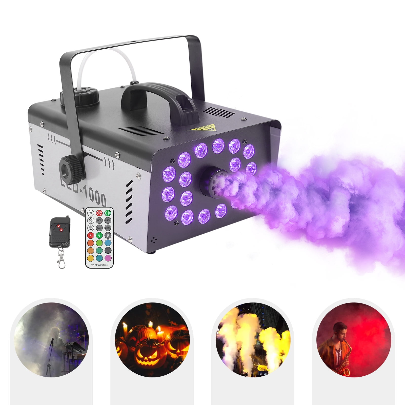1 PCS Black 1000W Smoke Machine, LED Fog Machine, Party Smoke Machine, Tank Capacity: 1L/0.26gal, Product Size: 32*20*13cm/12.59*7.87*5.11inch
