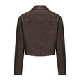 thumbnail image 5 of SWSMCLT Women's Short Moto Jacket Collared Slim Fit Crop Jackets Zip Up Motorcycle Coat Long Sleeve Suede Vegan Leather Fall Pockets Coffee 4, 5 of 5