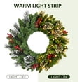 thumbnail image 3 of 9FT Christmas Garland Decoration Prelit Christmas Garland with 100 Lights - Lighted Garland with Pine Cones Red Berries Cedar Lush 282 Branches Garland for Mantle Stairs Door Tree Timer, 3 of 9