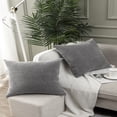thumbnail image 2 of Jepeak Decorative Throw Pillow Covers Pack of 2 Chenille Cozy Modern Concise Cushion Cases for Bedroom Sofa Couch Home Decoration, Gray 16 x 24 Inches, 2 of 7