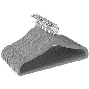 Utopia Home Velvet Hangers 50 Pack  Luxury Non-Slip Slim Pant & Coat Hangers, Strong Space-Saving Clothes Hangers with Pants Bar and 360 Swivel Hook  Grey
