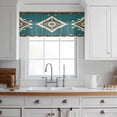 thumbnail image 3 of Southwestern Green Valance Curtains for Kitchen/Living Room/Bathroom/Bedroom Window, Rod Pocket Small Topper Half Short Window Curtains Voile Sheer Scarf, Boho Ethnic Geometric Retro 60"x18", 3 of 8