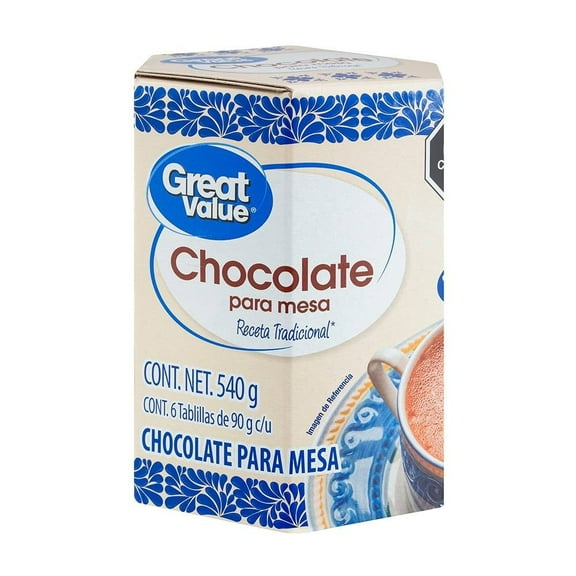 Chocolate para mesa Great Value receta tradicional 6 tablillas de 90 g c/u
