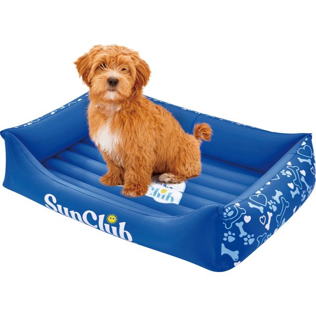 SunClub Inflatable Dog Bed – Waterproof, Portable, Blue – Large (36″ x 26″ x 7.9″)