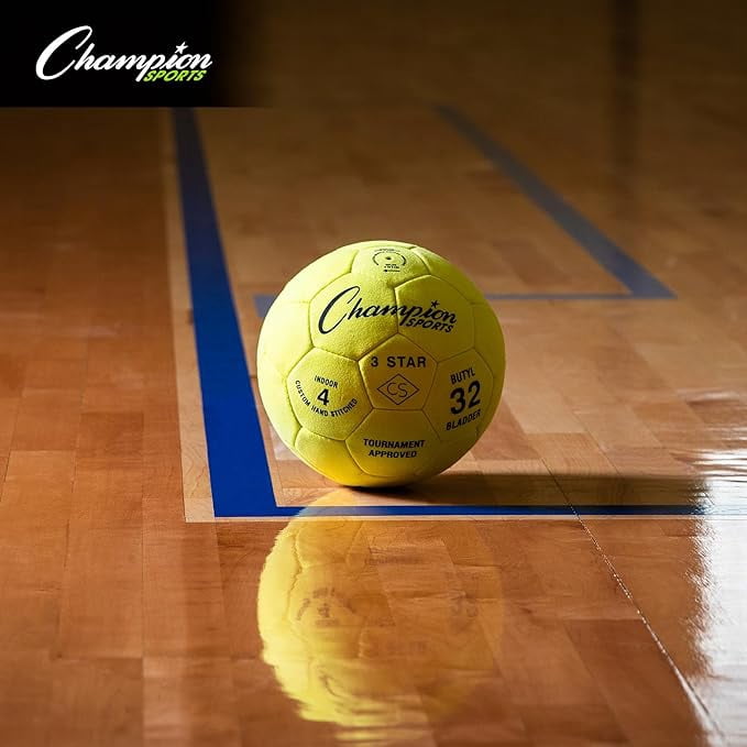 Champion Sports unisex adult (Ages 8 to 12) 3 Star Indoor Soccer Ball Size 4, Bright Yellow, Size 4 US