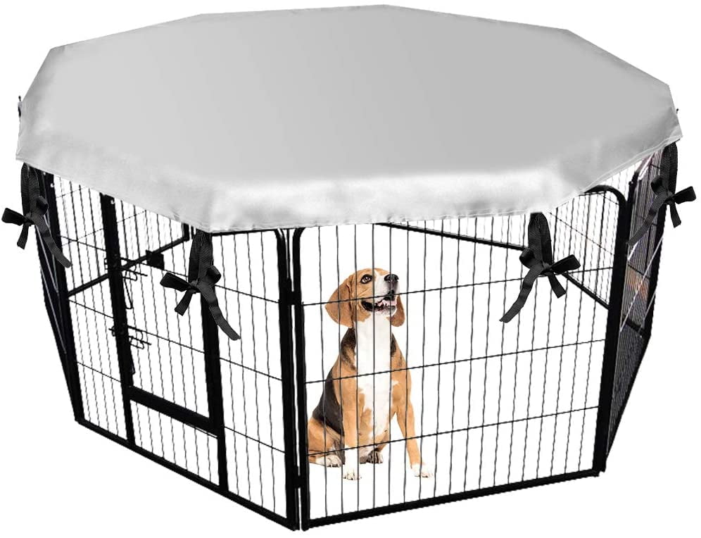 Universal Dog Playpen Cover with Sun/ Rain Proof Top Cover only Provide Shade and Security for Outdoor and Indoor Fits All 24 Wide 8 Panels Pet Exercise Pen 