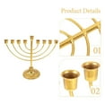 thumbnail image 4 of Elegant Hanukkah Candleholder Crafted From Golden Ironwork Exquisite Candle Stand For A Warm Festive Long Wooden Candle Holder Glass Candle Holders for Candlesticks Wolf Candle Holder Coral Candle, 4 of 7