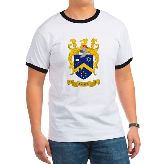 CafePress - Pi Alpha Phi Colored Crest T Shirt - 100% Cotton Ringed T-Shirt
