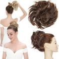 thumbnail image 2 of Benehair Messy Curly Hair Extensions Bun Scrunchies Wrap on Ponytail Updos Large Thick Donuts Hairpiece for Woman, 2 of 8