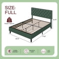 thumbnail image 2 of 4 EVER WINNER Full Upholstered Bed Frame with Headboard, Button Tufted Linen Bed Base, Platform Bed with Wood Slat, Heavy Duty, Easy Assembly, No Box Spring Needed, Green, 2 of 8