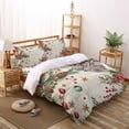 thumbnail image 3 of Christmas Bird Queen Size Comforter Set, Poinsettia Holly Fruit Xmas Ball Beige Soft Bedding for All Seasons, 4 Pcs Bed Set with 1Comforter (90"x92") ,1 Sheet(94"x116"), 2 Pillowcases (19"x29"), 3 of 7