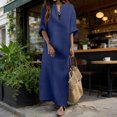 thumbnail image 5 of Quixlent Summer Maxi Dress for Women Casual Loose Fit Long Sleeve V Neck Dress Boho Beach Vacation Long Dress with Front Pocket, 5 of 8