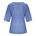 thumbnail image 5 of CALAFEBILA Summer Tops for Women's Plus Size Tops Oversized T-Shirts Solid Fit Cute Basic Tees Golf tees 3/4 Sleeve Cute Crew Neck Custom T-Shirt, 5 of 5