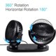 thumbnail image 2 of Ventilador USB Mini Ventilador de doble cabezal Rotación de 360° Ventilador portátil de 3 velocidades Adecuado para automóvil/mesa/escritorio/camping/pesca, etc., 2 of 5