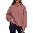 thumbnail image 2 of Women's Turtleneck Oversized Pullover Sweatshirt Long Sleeve Loose Basic Casual Fall Everyday Top, 2 of 7