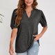 thumbnail image 1 of Fiudx Ofertas Flash Del Día Camiseta Holgada de Manga Sólida con Cuello En V para Mujer, Top/Camisa de Manga Corta con Cuello En V, 1 of 4