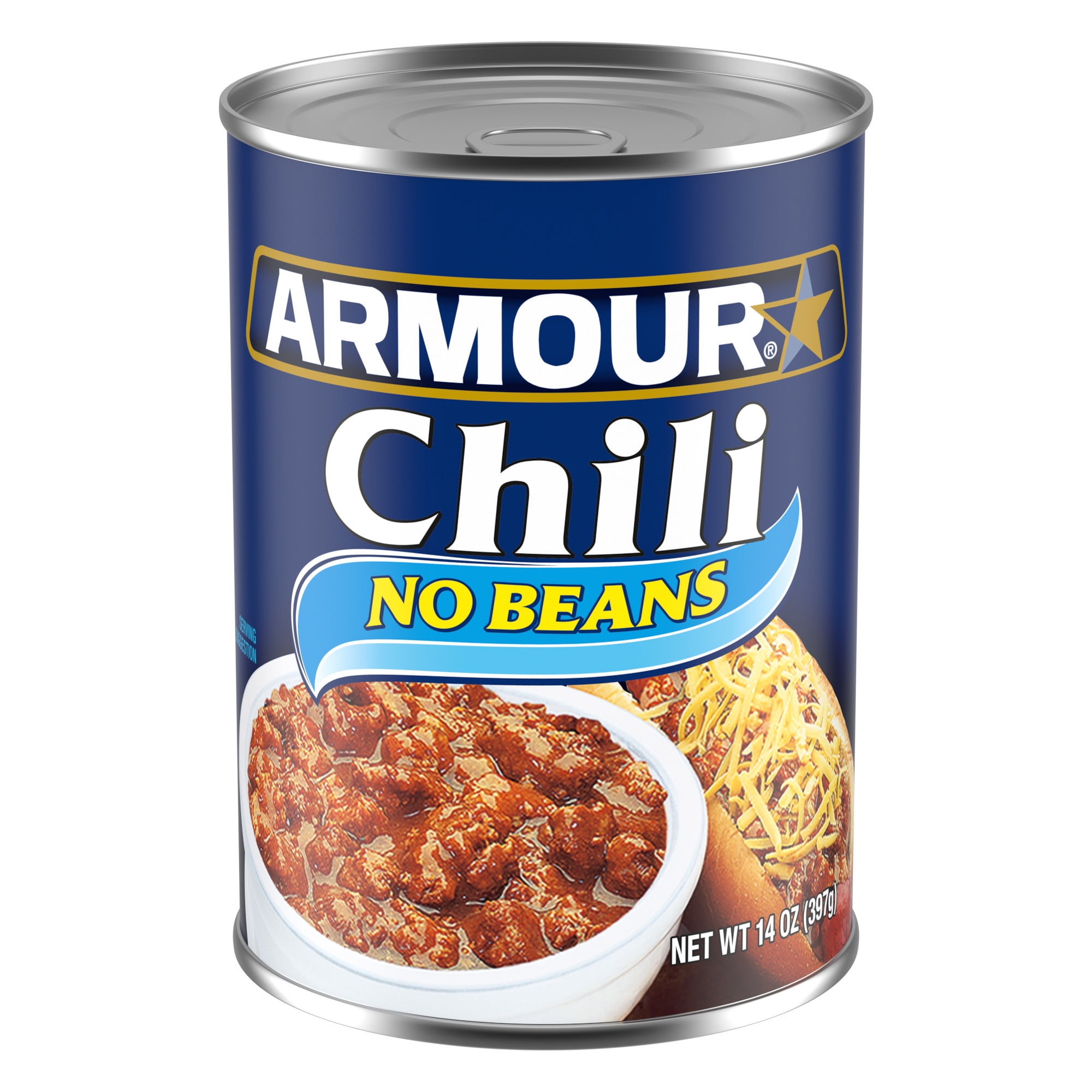 Armour Star Chili with No Beans, 35g Protein Per Serving, Canned Food, 14 oz Can
