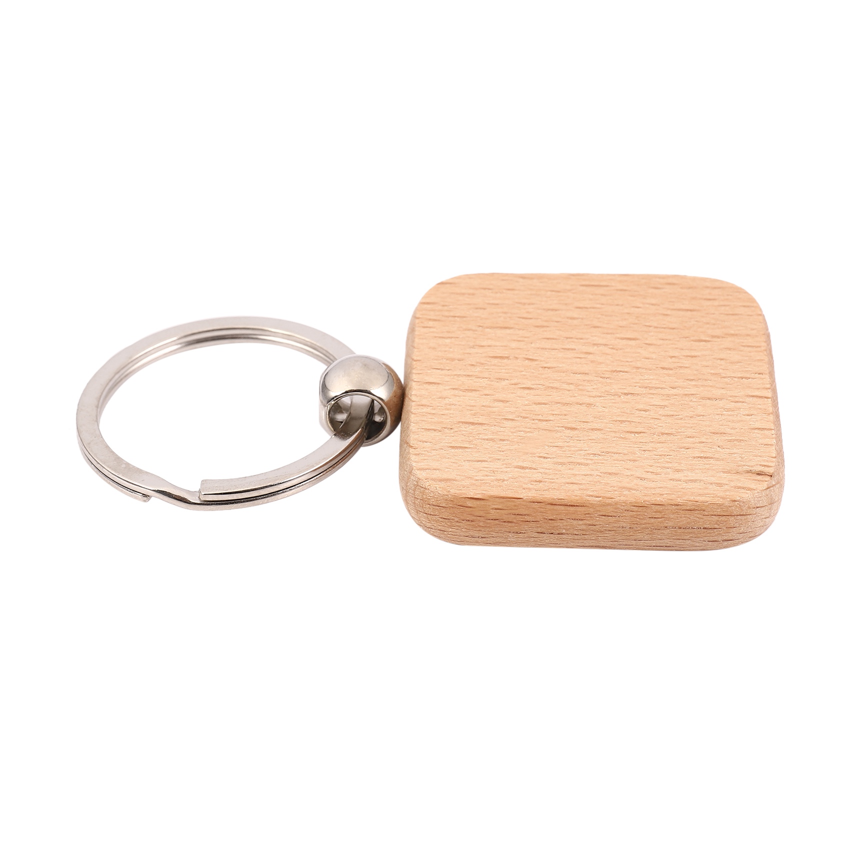60Pcs Blank Square Wooden Keychain DIY Key Tag Gift