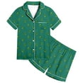 thumbnail image 1 of Ensemble de Pyjama en Soie pour Filles Garçons Imprimé Manches Courtes à Boutons Ensemble de Tenue d'Intérieur Ensemble de Pyjamas Classique Pyjamas pour Enfants Garçons Filles Mode, 1 of 4