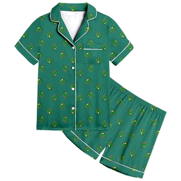 Kids Boy Pajama Set Dinosaur Pajamas Kids Button Down Pajamas Set Pjs Sleepwear Outfits Girls Christmas Pjs 4-5 Years Kids Clothes