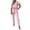 Pink, variant on Women's 2 Piece Outfits Deep V Neck Short Sleeve Jumpsuits Long Pant Romper Lounge Jogger Set with Pockets L