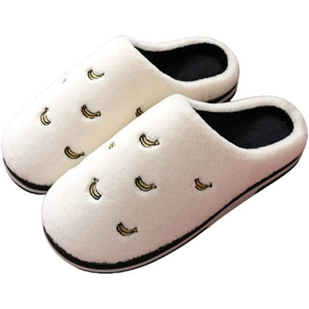 

CoCopeaunt Women Fluffy Faux Fur Warm Slippers Winter Anti-slip Soft Strawberry Print House Shoes Indoor