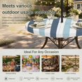 thumbnail image 6 of Round Outdoor Tablecloth with Umbrella Hole and Zipper, Blue Aqua Striped Tablecloth with Elastic Waterproof, Farmhouse Stripe Art Patio Table Covers for 36" - 44" Picnic Pool Tables, 6 of 9