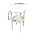 thumbnail image 2 of Flower Shape Small End Table, 2 Tier Modern Coffee Table with Lower Shelf, Plastic Small Bedside Nightstand for Living Room Bedroom Balcony Indoor Outdoor, #002-White, 2 of 8