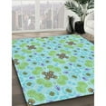 thumbnail image 3 of Ahgly Company Machine Washable Indoor Round Transitional Aquamarine Green Area Rugs, 3' Round, 3 of 7