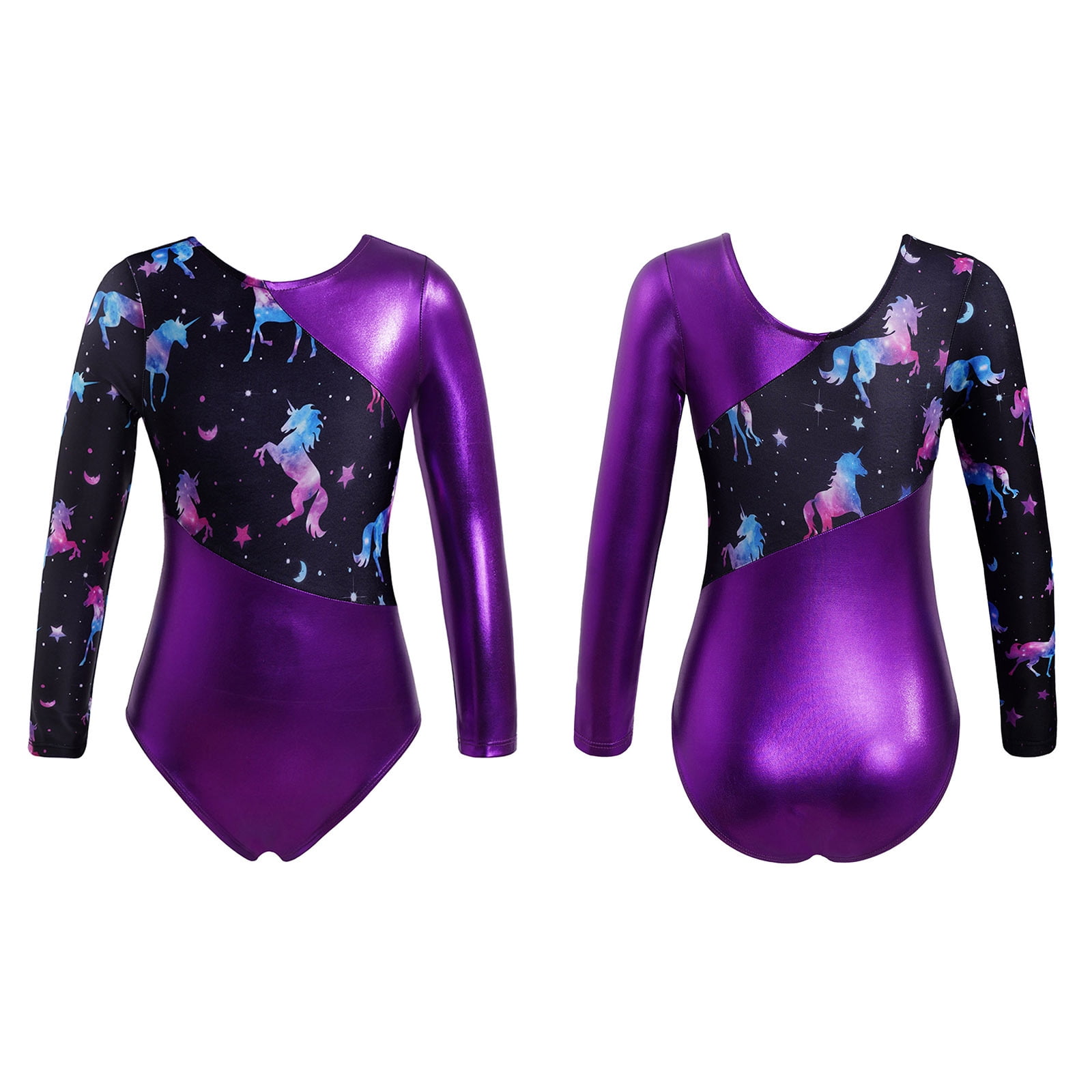 MSemis Kids Girls Shiny Metallic Gymnastics Ballet Dance Leotard