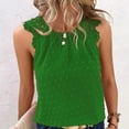 thumbnail image 2 of WREESH Womens Fashion Lace Halter Tank Tops For Summer Round Neck Sleeveless Tops Casual Solid Color Loose Blouse Pullover Green, 2 of 6