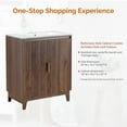 thumbnail image 6 of Ktaxon Fluted 30'' Bathroom Vanity Set with Sink Ceramic Top & U - shaped Shelf, Walnut (Split Two Packages for Delivery), 6 of 9