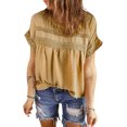 thumbnail image 2 of TRKIYQC Boho Camiseta de Manga Corta para Mujer Verano, Jacquard Eyelet Hollow Out Camiseta de Cuello Redondo Casual Tops TRKIYQC moda, 2 of 7