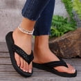 thumbnail image 4 of KIJBLAE Women's Rhinestone Sparkly Open Toe Flip Flops, Wide Size Casual Beach Slippers for Summer Outdoor Black 41, 4 of 8