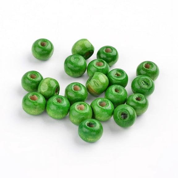 200 pc Natural Wood Beads Dyed Lead Free Round Green 8mm in diameter hole: 3mm