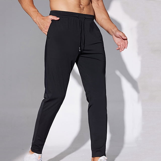 Pantalones largos para hombre, pantalones deportivos para senderismo, secos, atléticos, para entrenamiento, informales, deportivos, con bolsillos y cremallera.