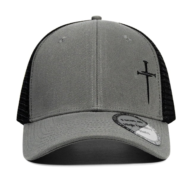 Gorra MEGOTEKO Jesús Cruz de 3 Clavos Cristiana Plata Negra