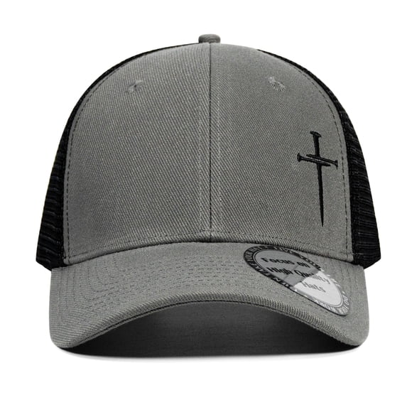 Gorra MEGOTEKO Jesús Cruz de 3 Clavos Cristiana Plata Negra