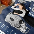 thumbnail image 4 of Erosebridal SIndianapolis Bedding Sets King Size,Navy Blue Green Stripes Comforter Sets with Sheets,Rugby Helmet Bed in a Bag King Size,Stylish Living Room Decoration Reversible,7-Piece, 4 of 6