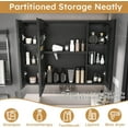thumbnail image 6 of Montary 35”x28”Smart LED Bath Mirror Cabinet w/ Anti-Fog & Wall-Mount | Shelves & Hook | Grey Aluminum, 6 of 12