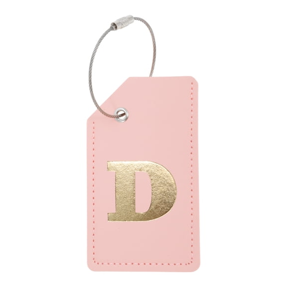 Unique Bargains 1 Pc Letter D Luggage Tag for Travelling Pink PU