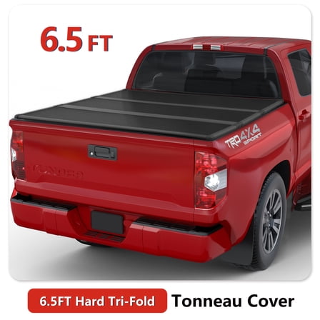 TOPRONE Hard Tri-Fold Tonneau Cover Fits 2007-2021 Tundra with 6.5ft (78.7in) Truck Bed w/ track system | On Top |