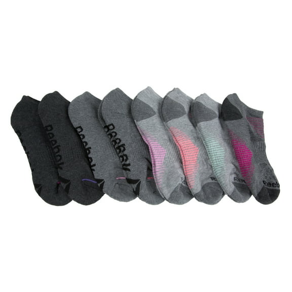 Reebok Women's 8 Pack Low Cut Socks, Gray, 4-10