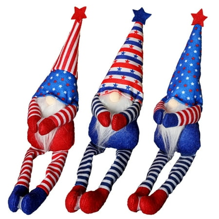 

OOKWE 3pcs Patriotic Gnome Wine Bottle Cover Toppers Plush Stars Stripes Scandinavian Swedish Tomte Dining Table Decor