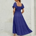 thumbnail image 4 of Wycnly Summer Dresses for Women Formal Dresses for Women Cocktail Party Prom Puff Sleeve Off Shoulder Flowy Ruffle Swing Long Dress Women Elegant Solid Square Neck Short Sleeve Maxi Sun Dresses, 4 of 5