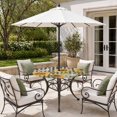 thumbnail image 2 of Round Outdoor Tablecloth with Umbrella Hole and Zipper, Sunflowers Tablecloth with Elastic Waterproof, Yellow Flowers Butterfly Farmhouse Black Plaid Patio Table Covers for 45" - 54" Pool Tables, 2 of 9